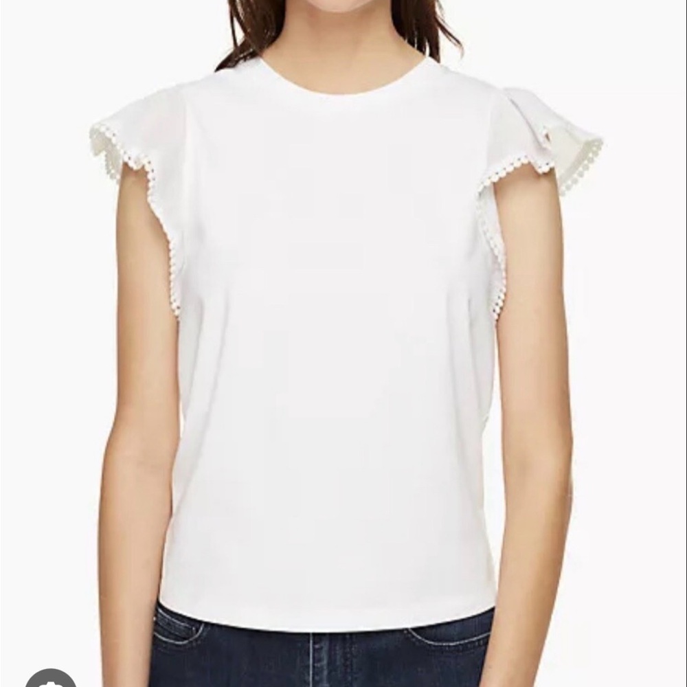 kate spade White Ruffle Sleeve Tank Top